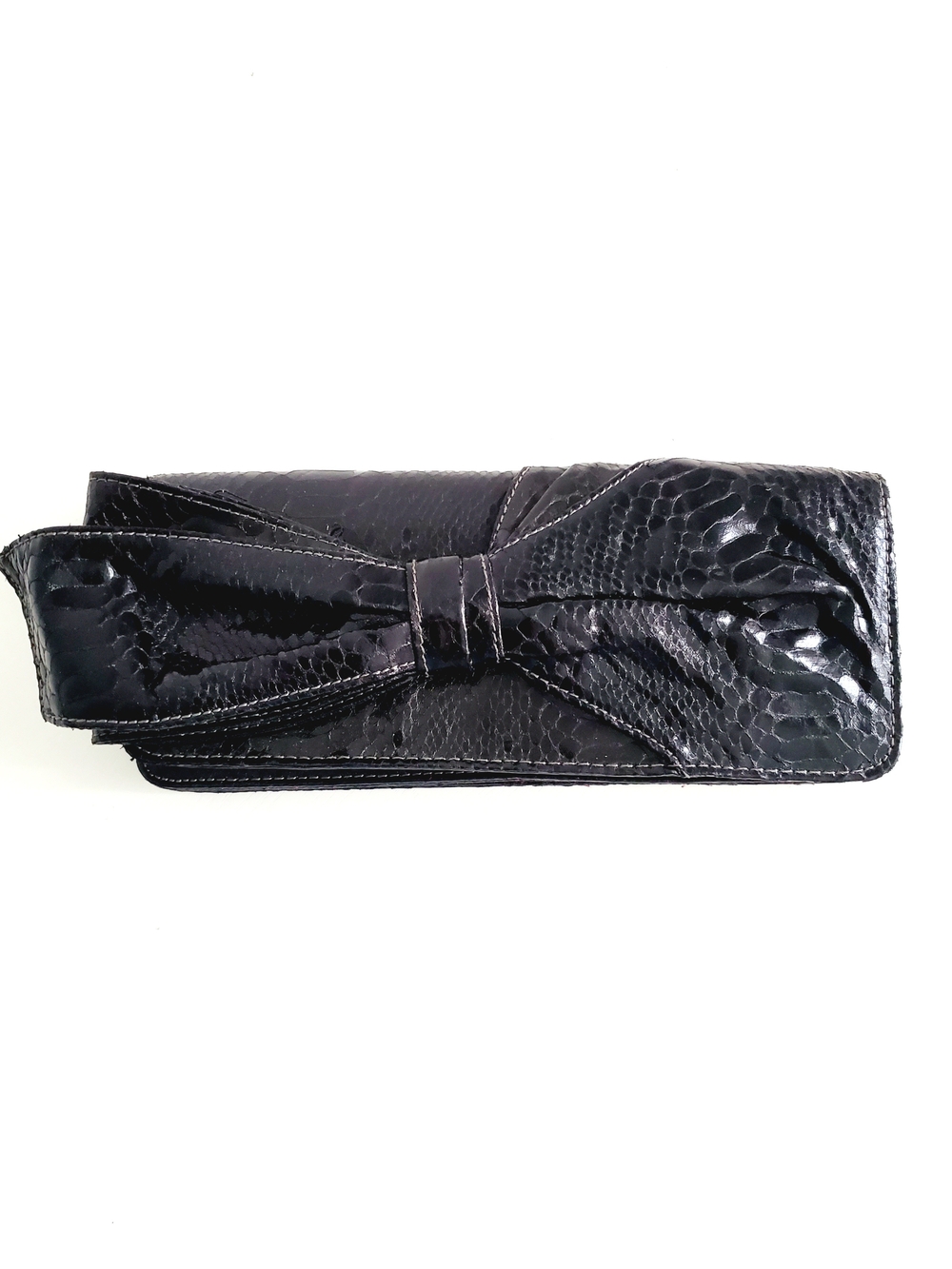 Black Bow-Accent Clutch Bag